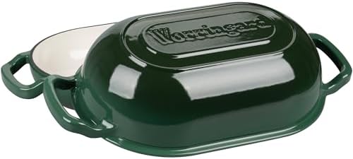 VORRINGARD Enameled Cast Iron Sourdough Bread Oven, Dutch Oven, Loaf Cast Iron Bread Pan for Homemade Bread Baking, Meatloaf Pan with Lid, 5QT, Dark Green
