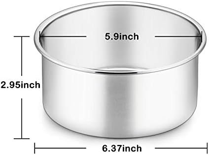 P&P CHEF 6 Inch Cake Pans Set, 3Pcs Stainless Steel Round Baking Pan
