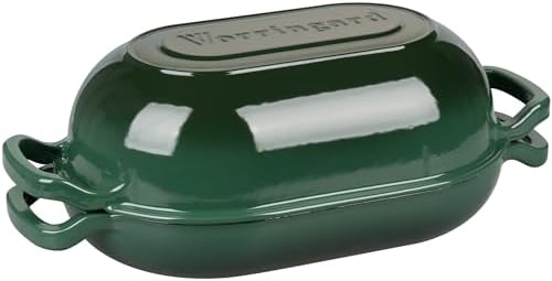 VORRINGARD Enameled Cast Iron Sourdough Bread Oven, Dutch Oven, Loaf Cast Iron Bread Pan for Homemade Bread Baking, Meatloaf Pan with Lid, 5QT, Dark Green