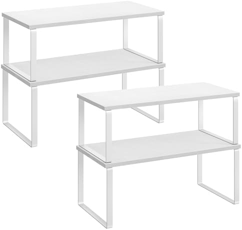 SONGMICS Cabinet Organizer Shelf, Set of 4 Spice Rack, Kitchen Storage