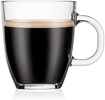 Bodum Bistro Coffee Mug Single-Wall Tempered Glass, 6 Count, Clear, 10.1 Ounces (Pack of 3)