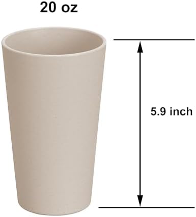 Wheat Straw Unbreakable Cup | 20 oz Reusable Water Drinking Glasses Sets of 10 | Lightweight Tumbler for Kitchen Outdoor | Dishwasher Safe, BPA Free, Eco friendly (20 oz, 10Pcs/ 5Color-H)