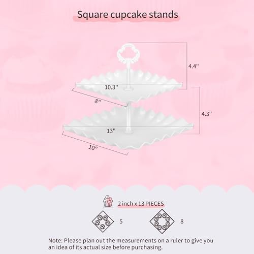 Pack of 11 NWK Cake Stand Set of Cupcake Stand, Tray & Table Cloth (White)