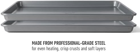 Calphalon Titan Cookie Sheet 2-Pack Set, 12 x 17 Inch Nonstick Baking Sheets, Cookie Baking Sheet, Metal Baking Sheet, PFOA-Free for Even Baking, Durable Design