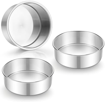 E-far 5 Inch Cake Pan Set of 3, Stainless Steel Small Round Baking Pan Tin