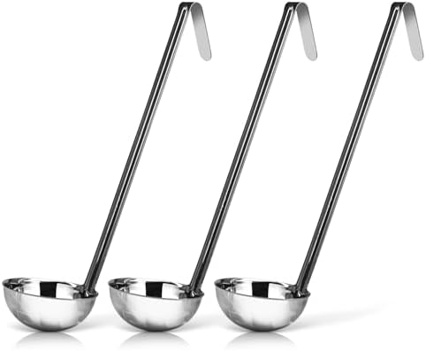 3-Pack Stainless Steel Soup Ladles, 4 oz Heat Resistant Serving Spoons