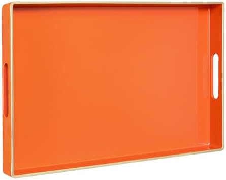 MAONAME Orange Decorative Tray for Coffee Table, Serving Tray with Handles