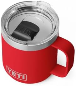 YETI Rambler 10 oz Ceramic Lined Stackable Mug, Vacuum Insulated, Stainless Steel with MagSlider Lid, Rescue Red