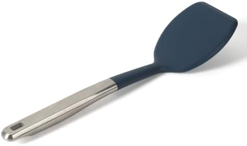 Calphalon Prime Solid Turner, Cooking Spatula, Kitchen Spatula, Stainless Steel Turner with Navy Silicone Head, Heat Resistant for Nonstick Cookware, Ergonomic Handle for Easy Turning