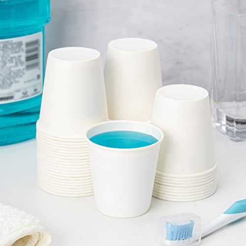 RACETOP 3 oz Paper Bathroom Cups, 600 Count, Disposable, White, Leak-Proof