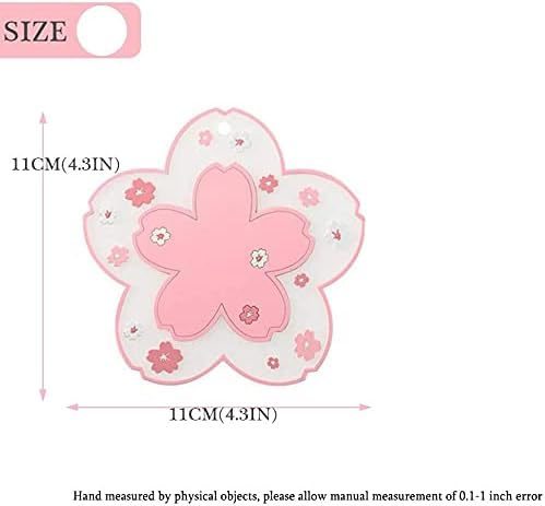 Sakura Coasters Set of 6 Kawaii Cup Mat Anti-Skid Pot Bowl Pad Placemats PVC Cherry Blossom Coaster for Drinks Coffee Table Cute Room Home Kitchen Decor Kawaii Desk Accessories(4.3in)