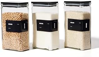 APT 1101 Glass Storage Jars with Bamboo Lid, glass canisters with airtight lids, Clear jars with lids for Spice, Cookie, Candy, Tea, Coffee Bean and Rice (Black, 67 oz, Set of 3)