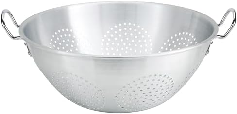 Winco 16 qt Aluminum Colander with Handles No Base