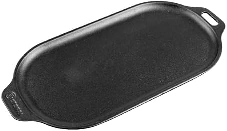 Victoria 13.5-Inch Rectangle Cast Iron Sizzle Pan, Preseasoned Grill and Baking Pan for Fajitas and Steaks, Made in Colombia