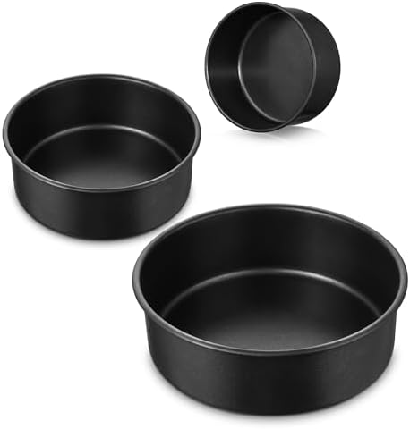 E-far Cake Pan Set of 3(5/7/9 Inch), Nonstick Stainless Steel Cake Pans