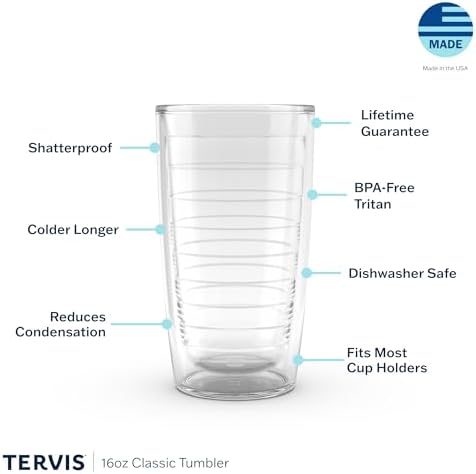 Tervis Clear & Colorful Tabletop Made in USA Double Walled Insulated Tumbler Travel Cup Keeps Drinks Cold & Hot, 16oz, River Rock