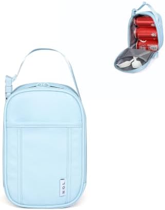 NOL Small Insulated Snack Bag Mini Freezable Cooler Pouch 3L fit 3 Cans | Wide-Mouth 6hours Cool & Warm Lightweight Leakproof Nylon Box for Work Travel Light blue