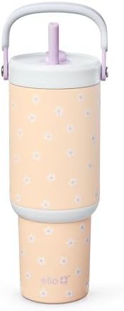Ello Oasis Go+ 26oz Insulated Stainless Steel Tumbler with Straw, Daisies