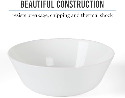 Martha Stewart Opalton 6-Piece 6-Inch Soup and Cereal Bowls – Lightweight, Chip and Break Resistant Opal Glass Bowls for Everyday Use