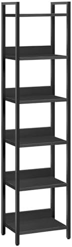 MAHANCRIS Bookshelf, 6-Tier Bookcase, Standing Book Shelf for Small Space, Storage Shelf Organizer, for Living Room, Bedroom, Study, Balcony, Black BKHB6601