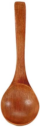 Wood Ladle with Long Handle, Natural Cooking Spoon (brown spoon)