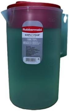 Rubbermaid Pitcher Classic 1 Gallon Clear Base, Red Lid
