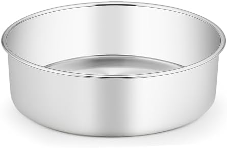 TeamFar 8 Inch Cake Pan, 8” x 3” Stainless Steel Round Deep Cake Baking Pan