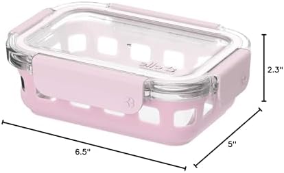 Ello Duraglass 1.75 Cup Glass Meal Prep Container with Lid, Pink Cashmere