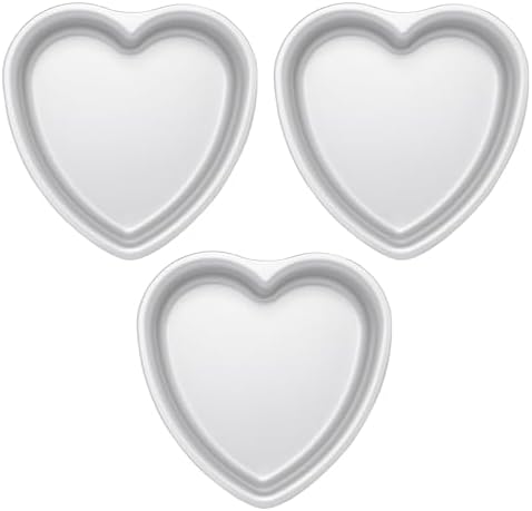 Heart Shaped Cake Pans, 7 x 2 Inch, Set of 3, Aluminum