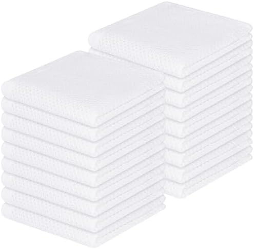 Homaxy 100% Cotton Waffle Weave Kitchen Dish Cloths 18-Pack, White