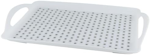 MDLUU Non-Slip Serving Tray with Handles, Food Serving Platter, Set of 2, White