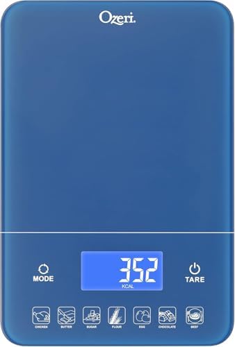 Ozeri Touch III 22 lbs (10 kg) Digital Kitchen Scale, in Tempered Glass