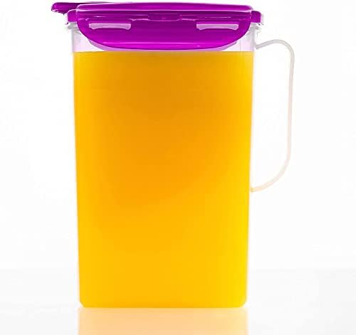 LocknLock Aqua Fridge Door Water Jug | Clear Pitcher | BPA Free Plastic Pitcher with Lid | 2 Quart Pitcher with Lid for Water, Juice, Tea & More Beverages, Purple