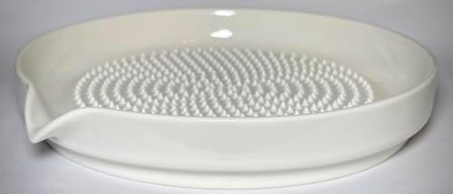 BonCera, Premium Ceramic Garlic Grater Plate Set - Large White Modern