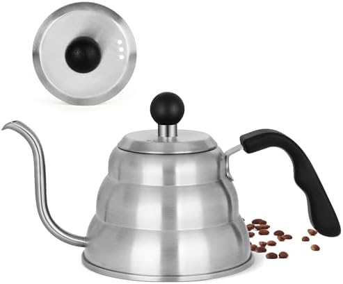 Tea Kettle For Stovetop,Steel Coffee Pot,Drip Pour Over Kettle,Silver,28 oz