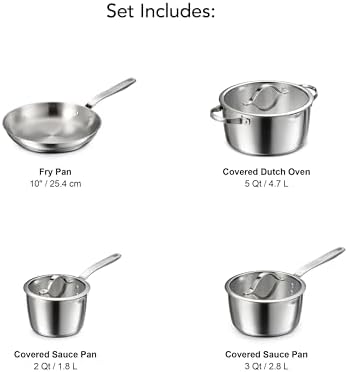 Tramontina Tempo Tri-Ply Base Stainless Steel 7-Piece Pots and Pans Set