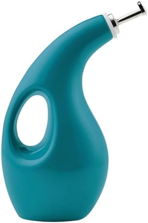 Rachael Ray Ceramics EVOO Oil and Vinegar Dispensing Bottle, 24 Ounce, Turquoise