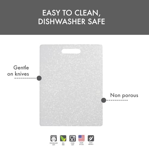 Dexas Classic Jelli Cutting Board with Handle, 8.5 by 11 inches, White Granite Pattern