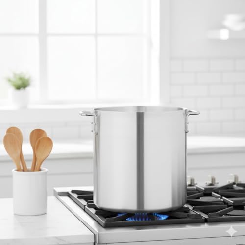 TrueCraftware- 32 qt. Heavy-Duty Aluminum Stock Pot with Riveted Handle 6mm Thickness- Multipurpose Pot Cookware Large Stockpot