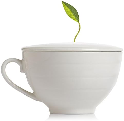 Tea Forte Café Cup with Lid, White, 8 oz