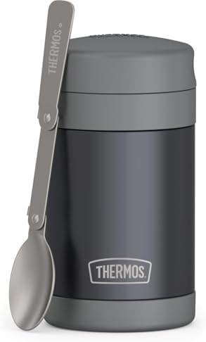 THERMOS FUNTAINER Food Jar with Spoon, 16oz, Matte Charcoal