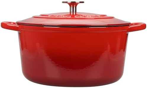 EDGING CASTING Enameled Cast Iron Dutch Oven with Sourdough Bread Baking Kit, Bread Dutch Oven with Lid, Includes Proofing Basket & Baking Tools, 5qt, Red