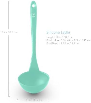 DI ORO Silicone Ladle - Soup & Serving, 600F Heat Resistant, Mint