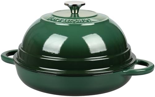 VORRINGARD Cast Iron Enameled Dutch Oven Pot with Lid for Bread Baking, Bread Oven, 6 Quart, Dark Green