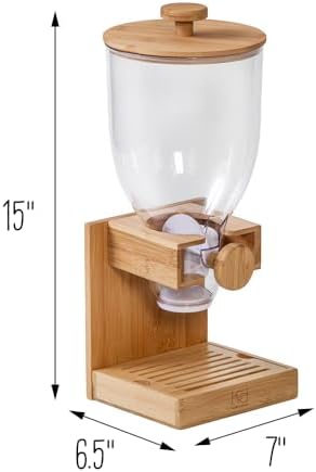 ZevrO Honey-Can-Do Bamboo Cereal Dispenser with Airtight Lid – Countertop Dry Food Dispenser for Kitchen Organization – Eco-Friendly Cereal Container for Pantry (Pack of 3)