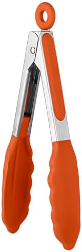 U-Taste Kitchen Tong for Cooking, 600ºF Heat-Resistant Silicone, 7in/Orange