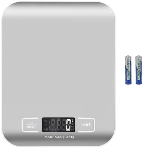 Digital Shipping Scale,Stainless Steel Panel, Accurate 5kg/1g Portable Postal Scale for Packages, Small Business,Kitchen, Food, Handmade, Liquids, and Boutique (Silver)