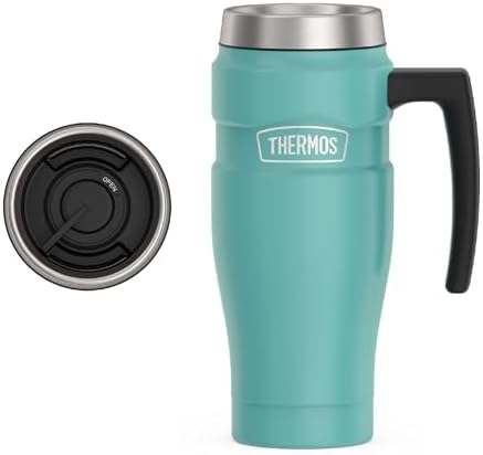 THERMOS Stainless King Travel Mug with Handle, 16oz, Matte Teal