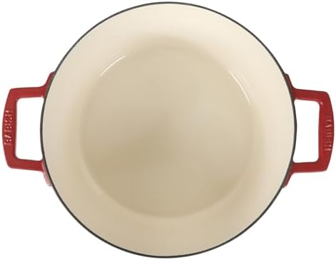 Babish 6-Quart Round Enameled Cast Iron Dutch Oven with Lid – Red, Heavy-Duty Dutch Oven for Slow Cooking, Braising & Baking