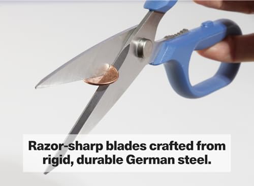 Misen Heavy Duty Kitchen Shears - Comfortable Ambidextrous Scissors for Meat, Poultry, Herbs & More - Easy to Clean - German Stainless Steel - Small | Blue (Pack of 2)